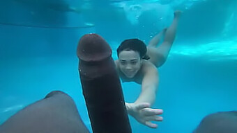 Teen'S Wild Underwater Encounter With A Big Black Toy