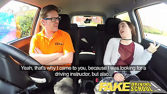 Funny British Babe Gets A Stretching In Fake Driving School