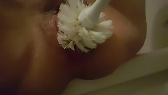 Amateur Bdsm: Fucking With A Toilet Brush In A Fat Pussy