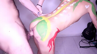 Bdsm: Petite Girl Gets Painted Topless